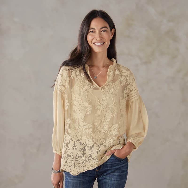 ODETTE FLORA BLOUSE view 1 IVORY