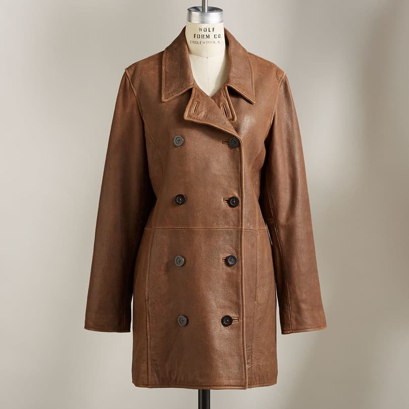 WEATHERED LEATHER PEACOAT view 2