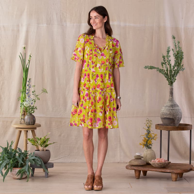 Muriel Orchard Dress View 4Citron-Floral