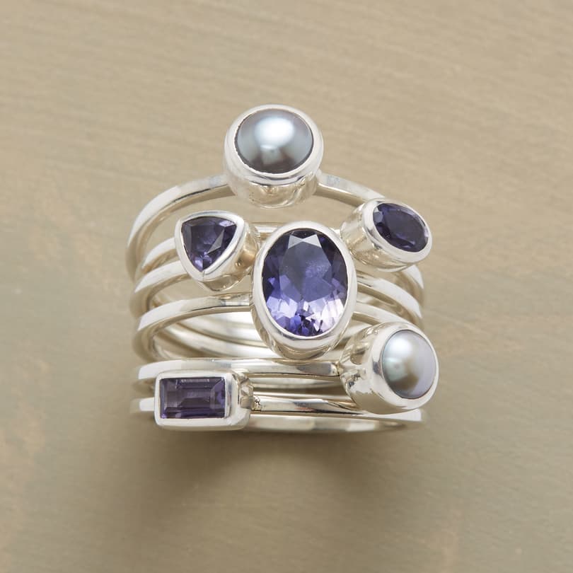 PEARLS AND PURPLES RING SET view 1