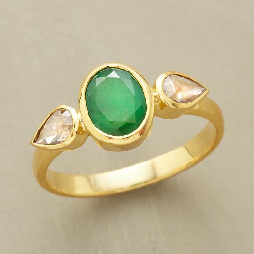 TEARDROPS EMERALD RING view 1