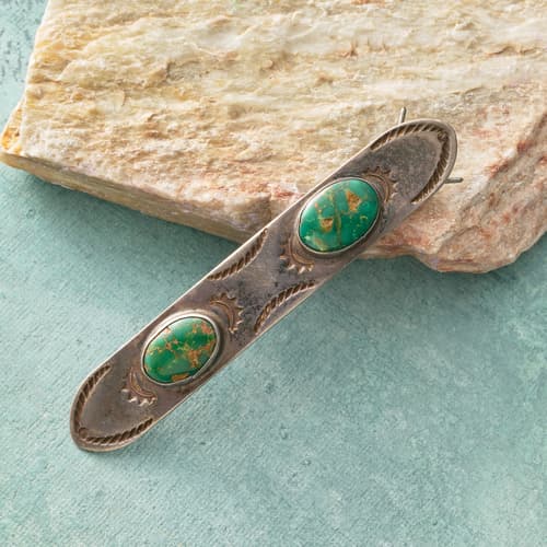1930S Turquoise & Sterling Barrette View 1