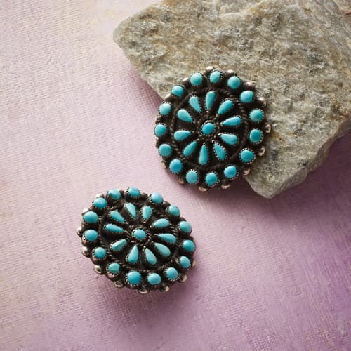 1950S Turquoise Cluster Earrings View 1