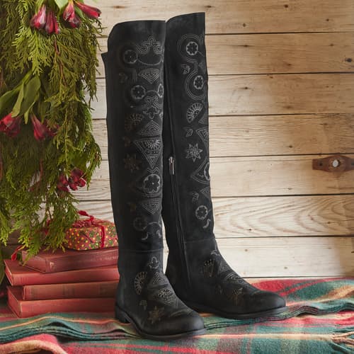 Brocade Tall Boots View 4C_BLK