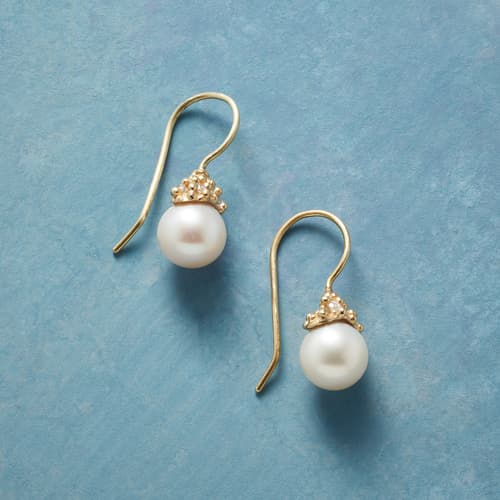QUIVERA PEARL AND DIAMOND EARRINGS view 1