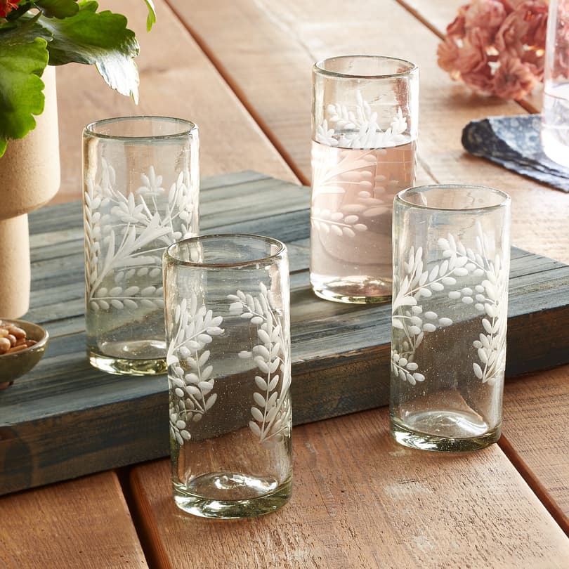 MARICELA ETCHED GLASSES, SET OF 4 view 1