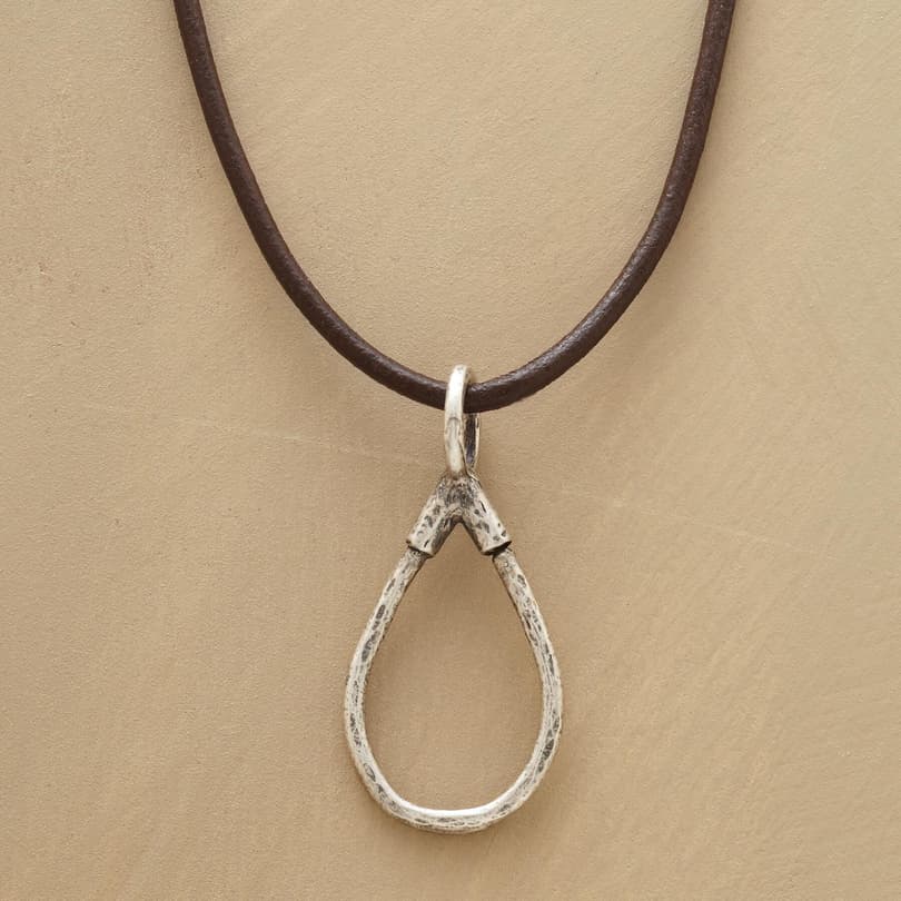 STERLING LEATHER CHARMHOLDER NECKLACE view 1