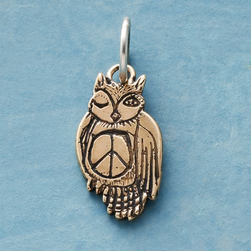14Kt Gold Peaceful Owl Charm View 1