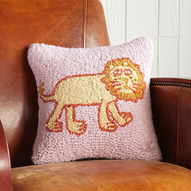 LEONIE THE LION HOOKED PILLOW view 1