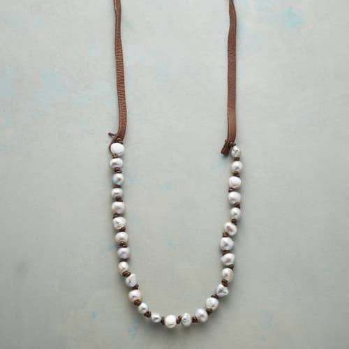 KNOTTED GRAY PEARL NECKLACE view 1