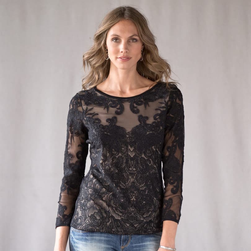 SLEIGHT OF HAND LACE TOP view 1 BLACK