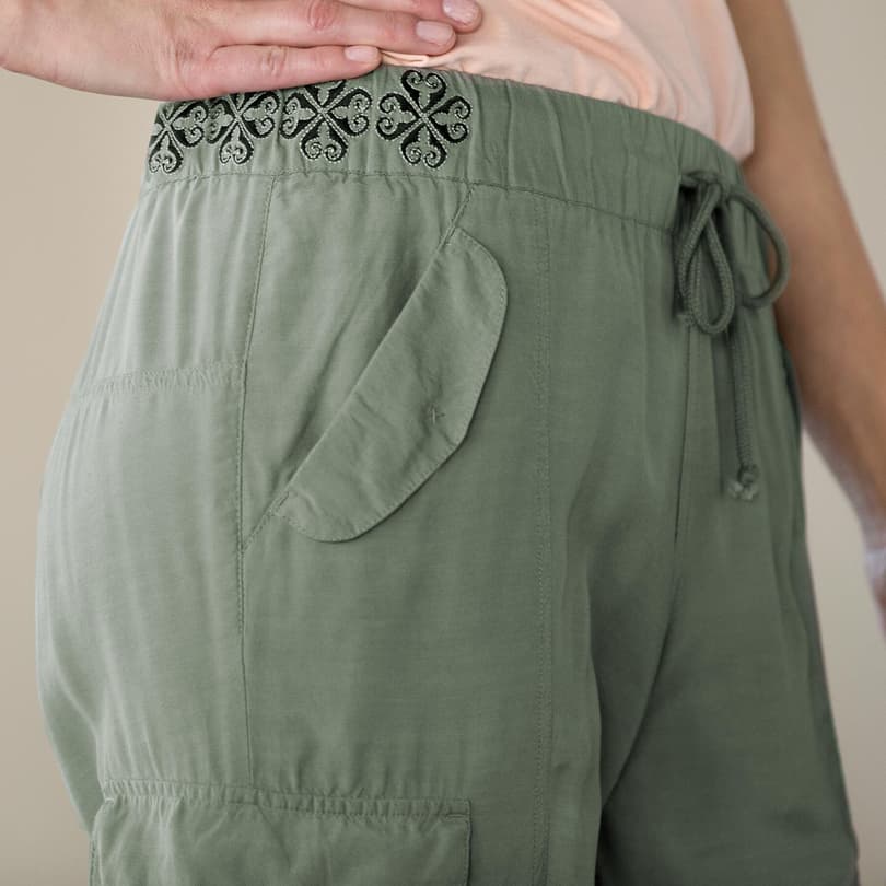Softest Embroidered Cargo Pants view 3