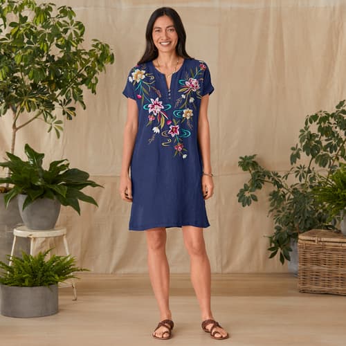 Easy Florals Tunic Dress - Petites View 5C_NAVY