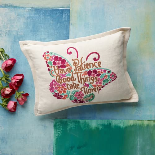 PATIENCE BUTTERFLY PILLOW- PINK view 1