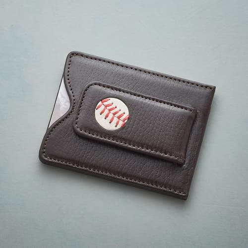 AUTHENTIC BASEBALL MONEY CLIP view 1 BROWN