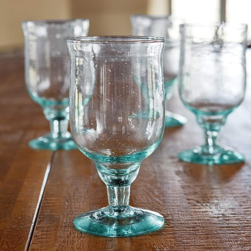 MEDELLIN RECYCLED GLASS GOBLETS, SET OF 4 view 1