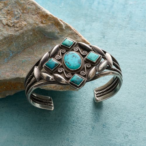 1940S Filigree Turquoise Cuff View 1