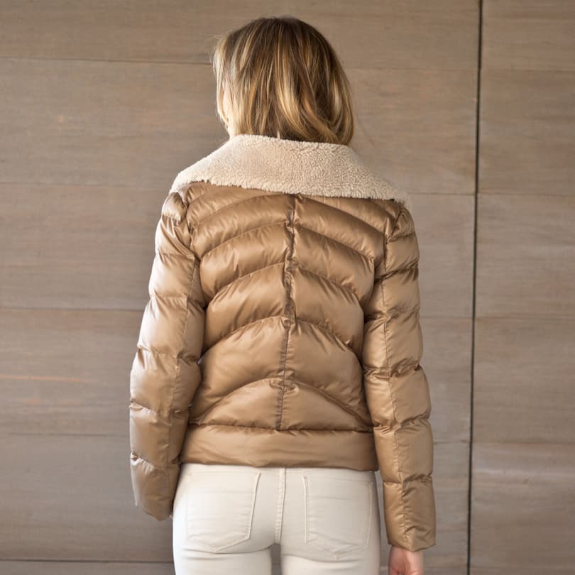QUILTED JACKET WITH SHERPA COLLAR view 1