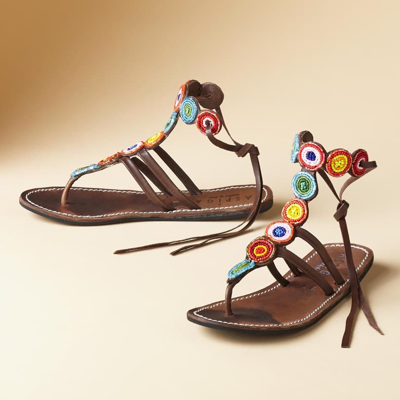 BEADED TRIBAL SANDALS view 1 MULTI