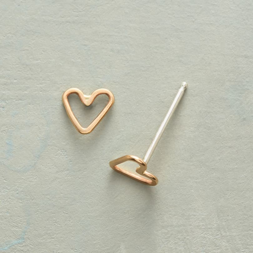 TINY HEARTS, BIG LOVE GOLD EARRINGS view 1