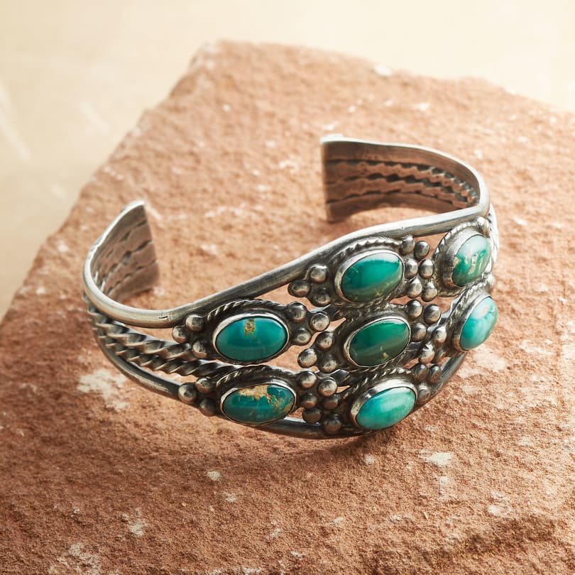 1930'S FOX TURQUOISE STERLING CUFF view 1