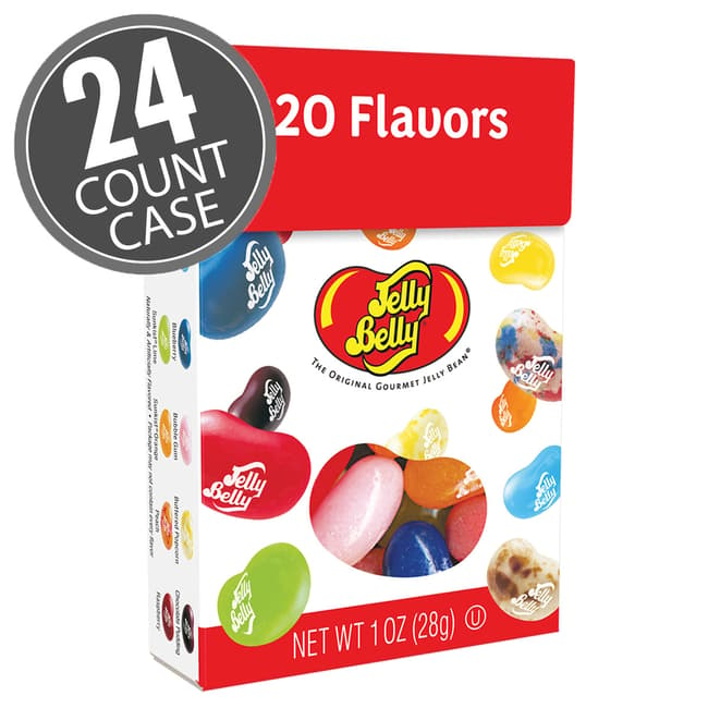 20 Assorted Jelly Bean Flavors - 1 oz Flip Top boxes 24-Count Case