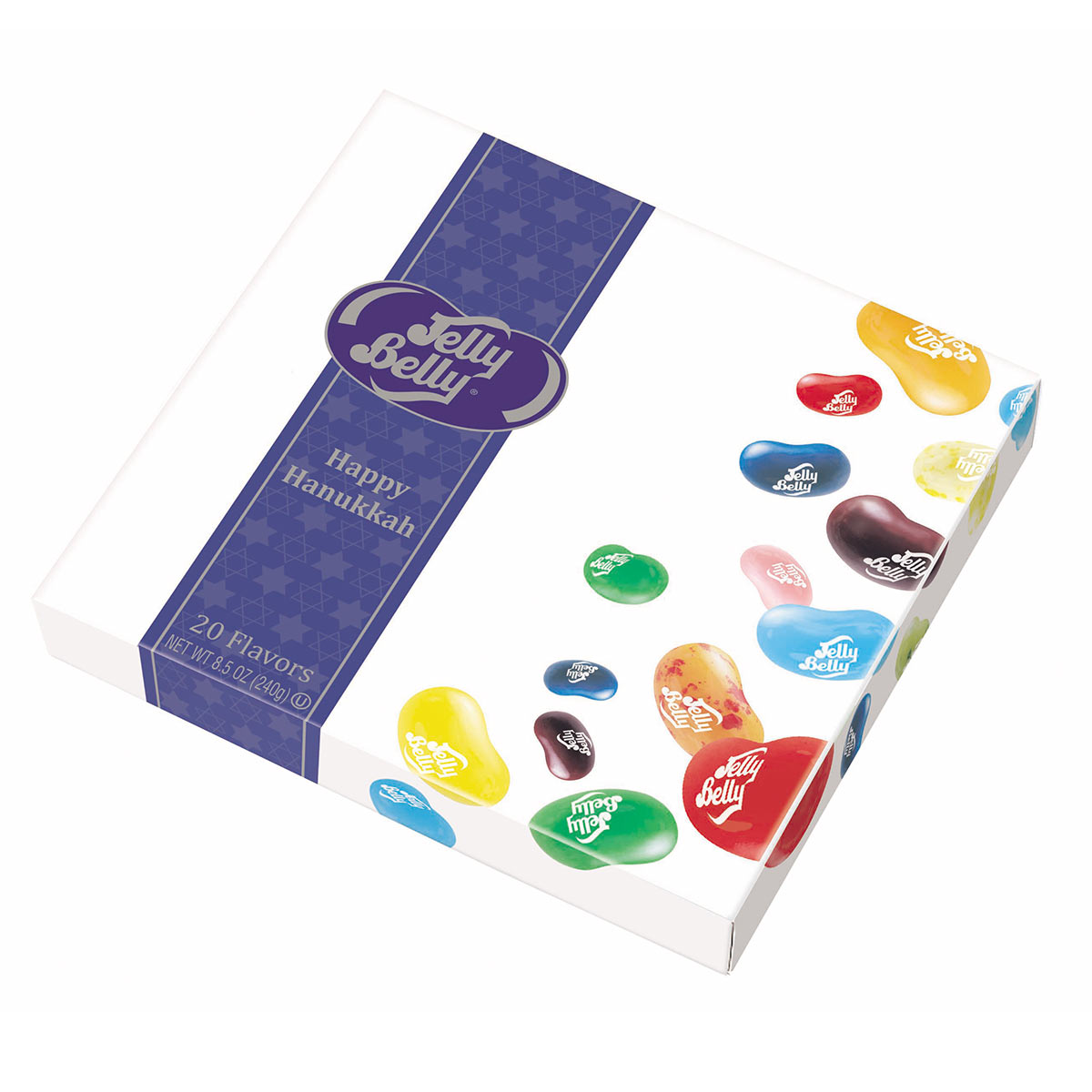 Jelly Belly 20-Flavor Happy Hanukkah Gift Box. Assorted beans like Buttered Popcorn and Very Cherry. Great kosher gift box for Jelly Bean fans.
