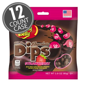 Jelly Bean Chocolate Dips® - Strawberry - 2.8 oz Bag - 12 Count Case