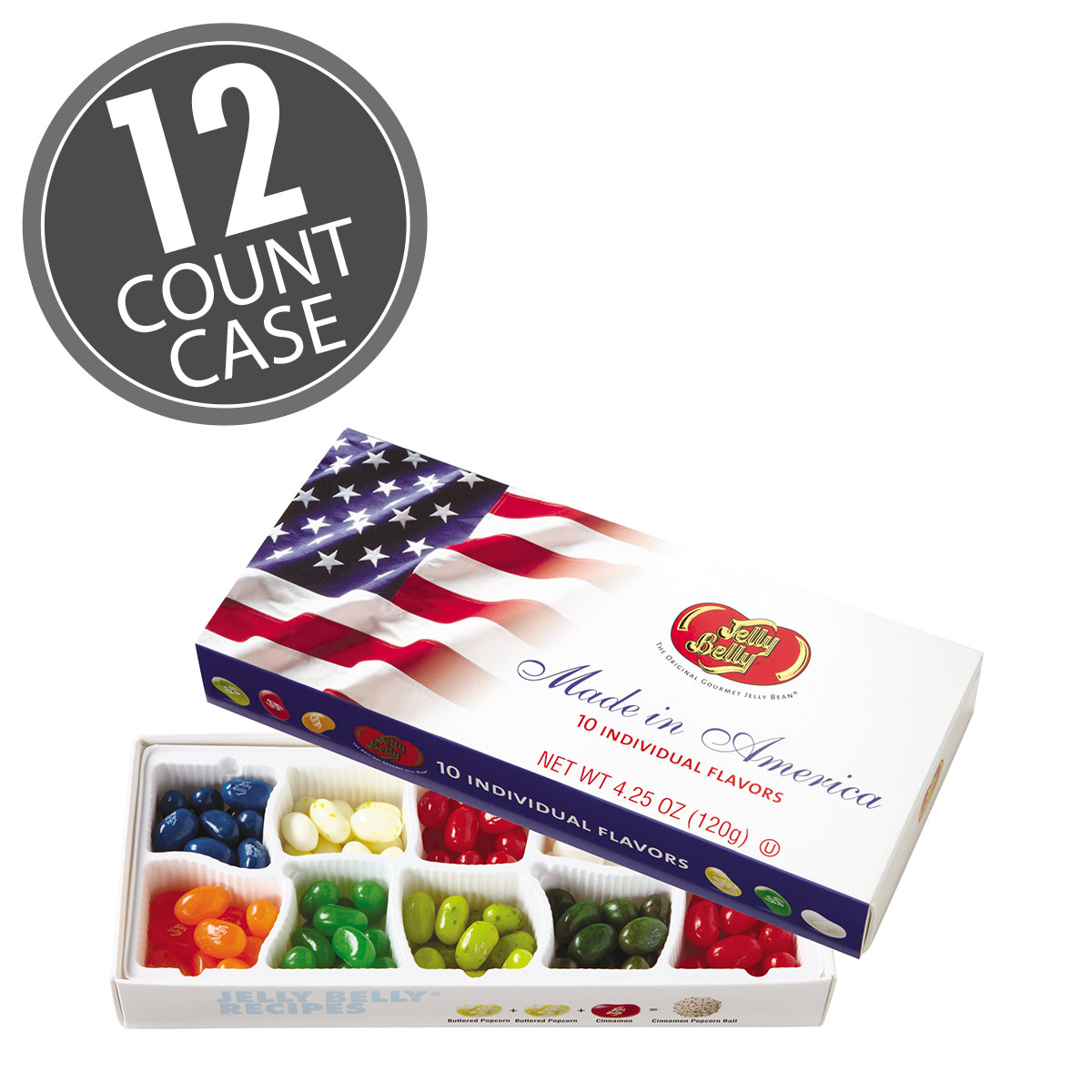 10-Flavor Patriotic Gift Box from Jelly Belly. Ten assorted flavors of jelly beans with US flag box. Great 4th of July candy!