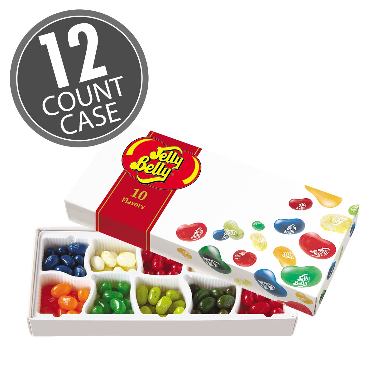 Jelly Belly 10-Flavor Gift Box. Assorted flavors like Buttered Popcorn; Very Cherry and more. Great present for candy fans.