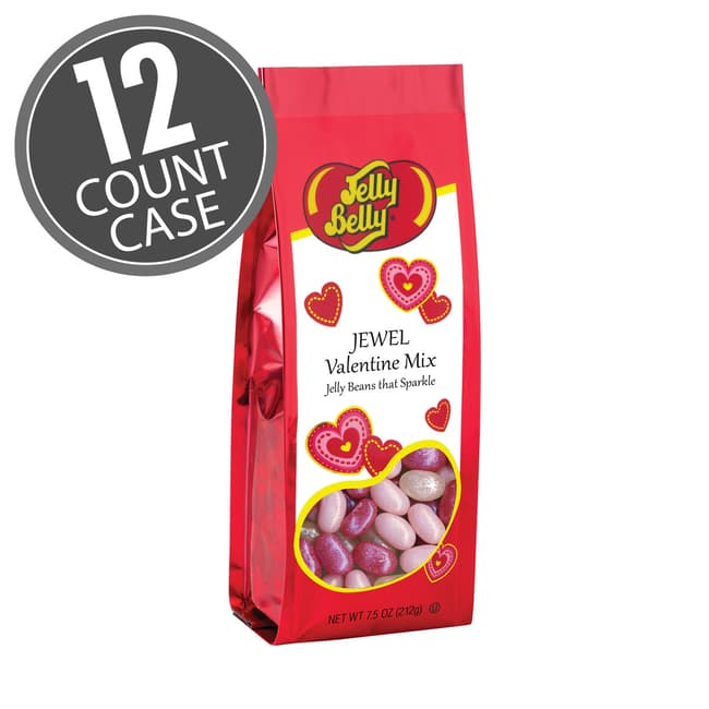 Jewel Valentine Mix Jelly Beans - 7.5 oz Gift Bag - 12 Count Case