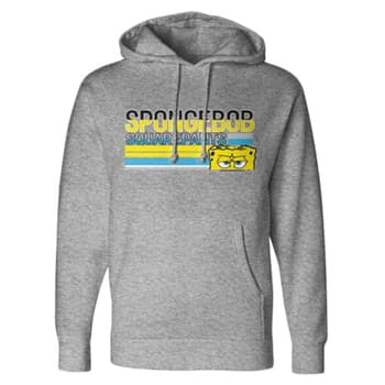 SpongeBob SquarePants Grey Peeking w.Stripes Adult Hooded Sweatshirt