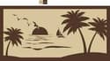 Faulkner 53001 Beach And Palm Trees Beige RV Patio Mat - 9' X 18' Image 1