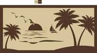 Faulkner 53001 Beach And Palm Trees Beige RV Patio Mat - 9&#39; X 18&#39; Image 1