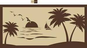 Faulkner 53001 Beach And Palm Trees Beige RV Patio Mat - 9' X 18' Image 1