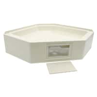 Neo Angle Shower Pan with Center Drain and 9.5" Apron; 34" x 34" (Parchment) Image 1