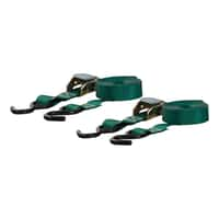 15' Dark Green Cargo Straps with S-Hooks (300 lbs, 2-Pack)