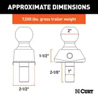 ROCKERBALL 2" CUSHION HITCH TRAILER BALL (1" SHANK, 7,500 LBS.)