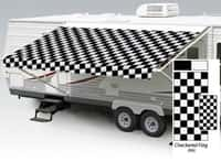 15&#39; Universal Awning Replacement Fabric - Checkered Flag with Weatherguard