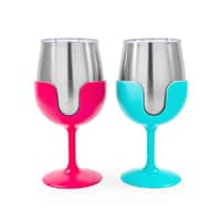 Stainless Steel Wine Tumbler Set Blue/Pink 