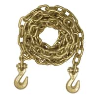 14' Transport Binder Safety Chain with 2 Clevis Hooks (18,800 lbs, Yellow Zinc)