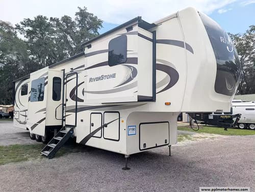 64103 - 42' 2021 Forest River Riverstone 39FKTH w/5 Slides & Generator  - Toy Hauler Image 1