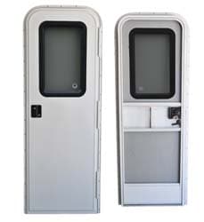 White RV Entry Door Window Replacement – For Camper, Motorhome, Trailer – With Frame – 2514White