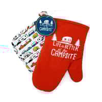 LIBATC, Red Oven Mitt With RV Multi Color Pot Holder 