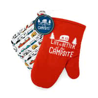 LIBATC, Red Oven Mitt With RV Multi Color Pot Holder 