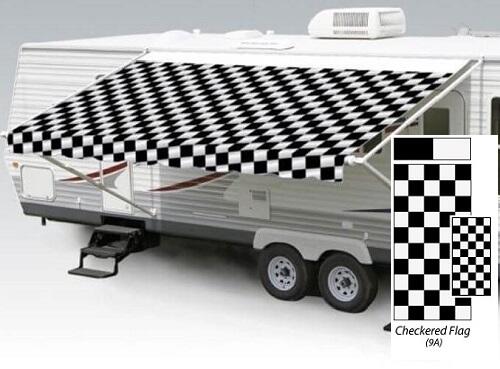 21&#39; Universal Awning Replacement Fabric - Checkered Flag with Weatherguard