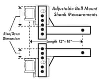 Solid Shank  - Adjustable Hi-Low 2"x2" x 14"L2.5"Drop 5.5"Rise Image 1