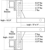 Adjustable Shank - Extra Hi-Low 2"x2"x16"L, 5.75"Drop, 8.75"Rise Image 1