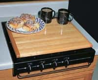 Camco RV Universal-Fit Silent Stovetop Cover, Oak Accents