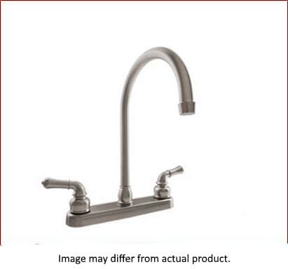 10.3814 - Kitchen Faucet; 12 Inch J-Spout; 2 Teapot Classical Handle; Bisque Parchment/ Plastic Body/ Brass Spout - Image 1